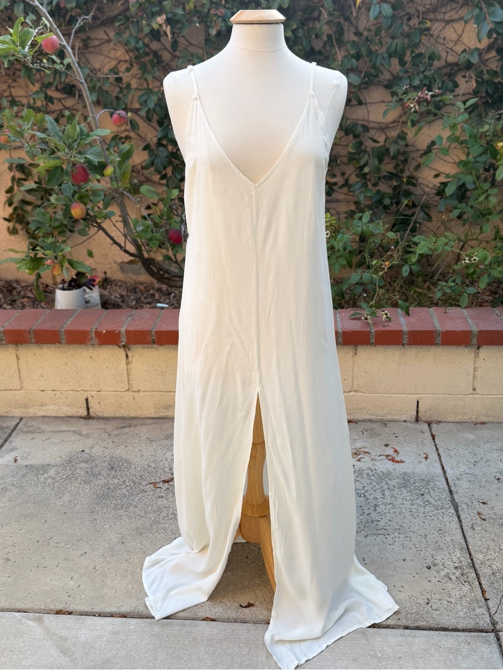 Glamorous Cream Maxi Slip Dress with Front Slit